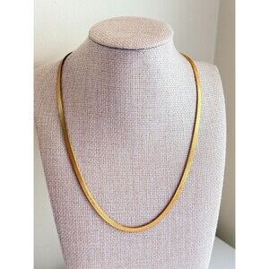 Classic Gold Tone Flat Herringbone Snake Chain Necklace